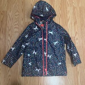 Joules Blue Raincoat with Hood and Star Print